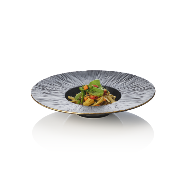 Assiette à pâtes en porcelaine - Ø 24 cm - Série Kuro (lot de 3)