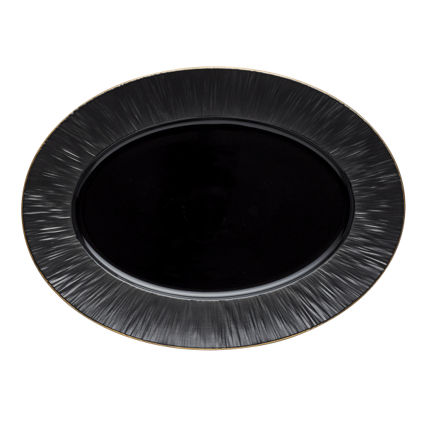 Assiette ovale en porcelaine - 33 x 24,5 cm - Série Kuro (lot de 2)