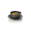 Bol à oreilles et soucoupe en porcelaine - 250 ml - Série Kuro (lot de 4)