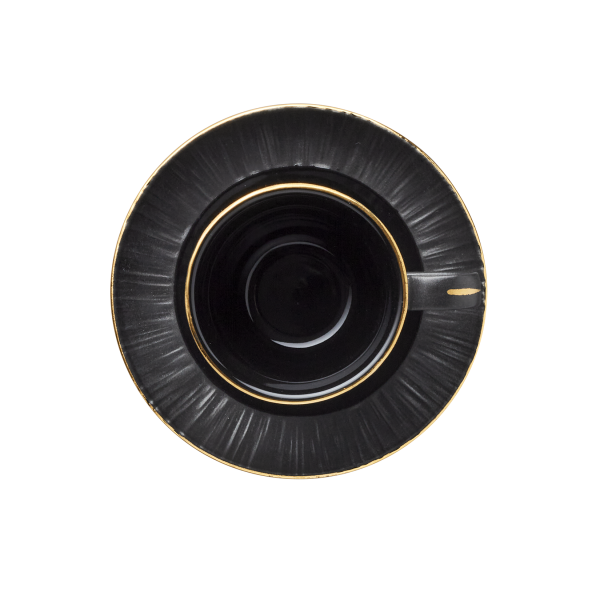 Tasse à espresso en porcelaine - 80 ml - Avec soucoupe - Série Kuro (lot de 4)
