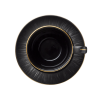 Tasse à cappuccino en porcelaine - 200 ml - Avec soucoupe - Série Kuro (lot de 4)