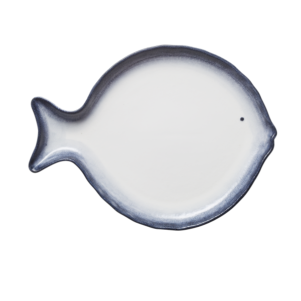 Assiette à poisson en porcelaine - 35 x 26 x 3 cm (lot de 3)
