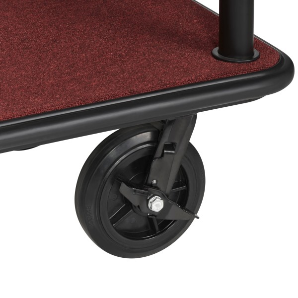 Chariot à bagages inox 18/8 noir poudré - 112 x 60 cm - Tapis rouge - Max 250 kg