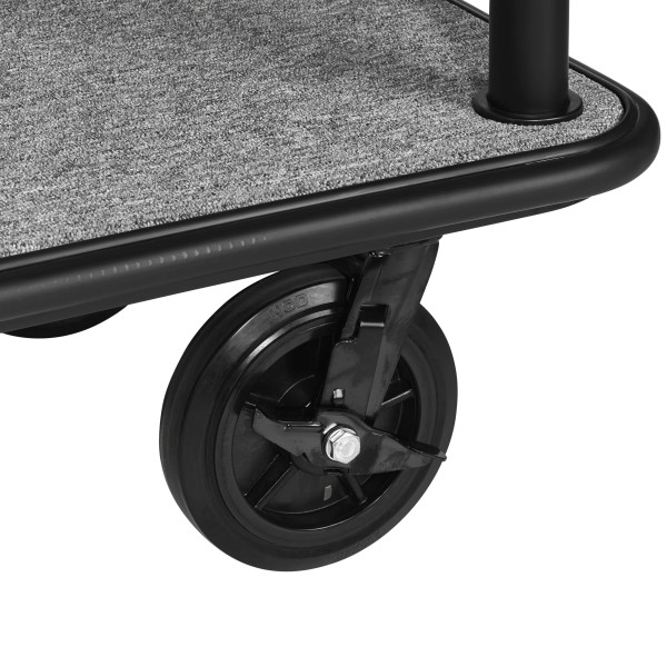 Chariot à bagages inox 18/8 noir poudré - 112 x 60 cm - Tapis gris - Max 250 kg