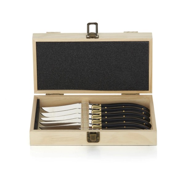 Boîte en bois de pin pour couteaux à steak