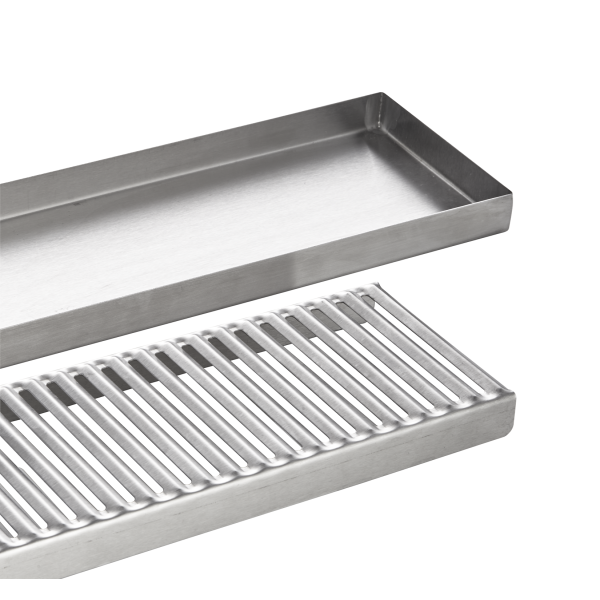 Plateau d'égouttage en acier chrome-nickel - 48,5 x 10,5 cm
