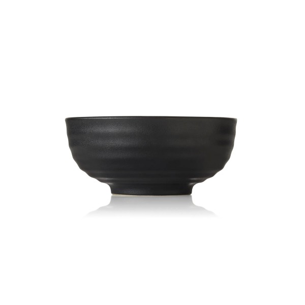 Bol en porcelaine noire inspiration asiatique - Ø 21 cm - 1,3 L (lot de 2)