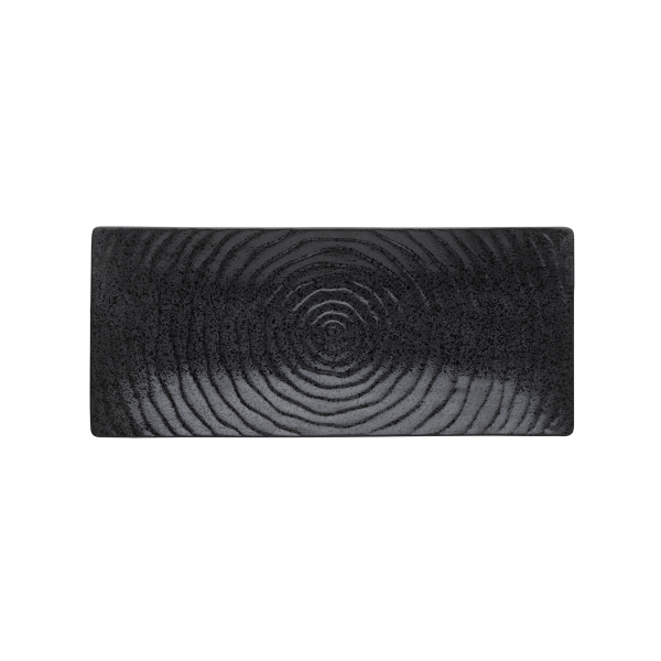 Assiette en porcelaine noire d'inspiration asiatique - 23 x 13 cm (lot de 4)