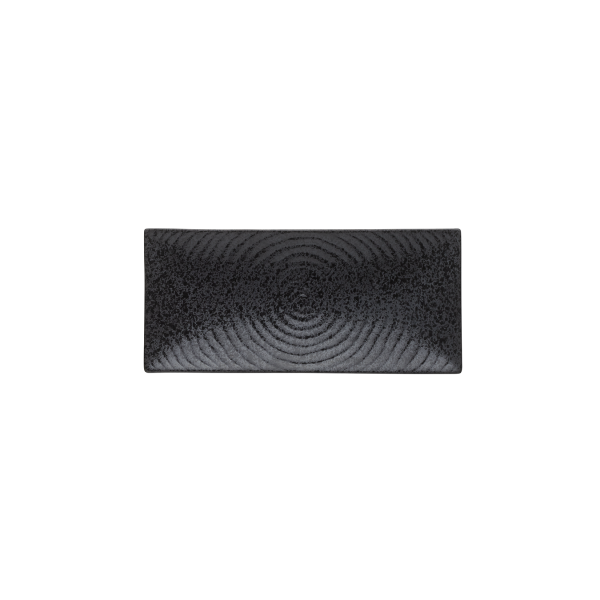Plat en porcelaine noire d'inspiration asiatique - 30,5 x 14 cm (lot de 4)