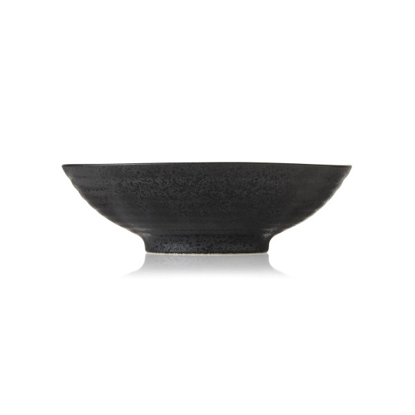 Assiette creuse en porcelaine noire d'inspiration asiatique - Ø 24,5 cm (lot de 3)