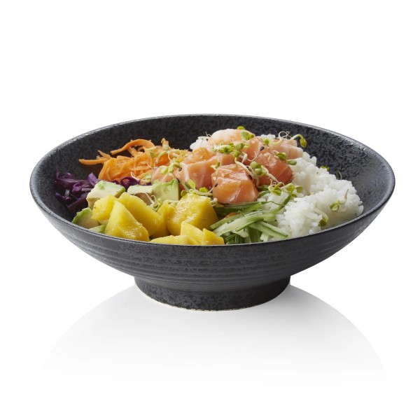 Assiette creuse en porcelaine noire d'inspiration asiatique - Ø 24,5 cm (lot de 3)