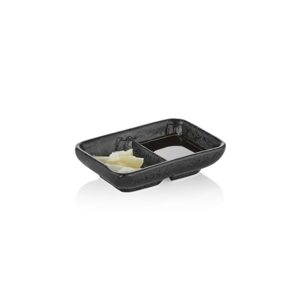 Double coupelle en porcelaine noire - 11 x 7,5 cm (lot de 12)