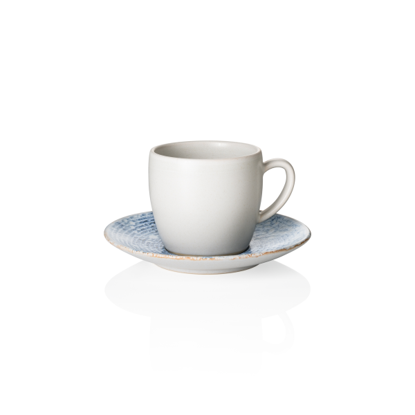 Tasse en grès - 220 ml - Avec soucoupe - Série Coupe Artic (lot de 6)