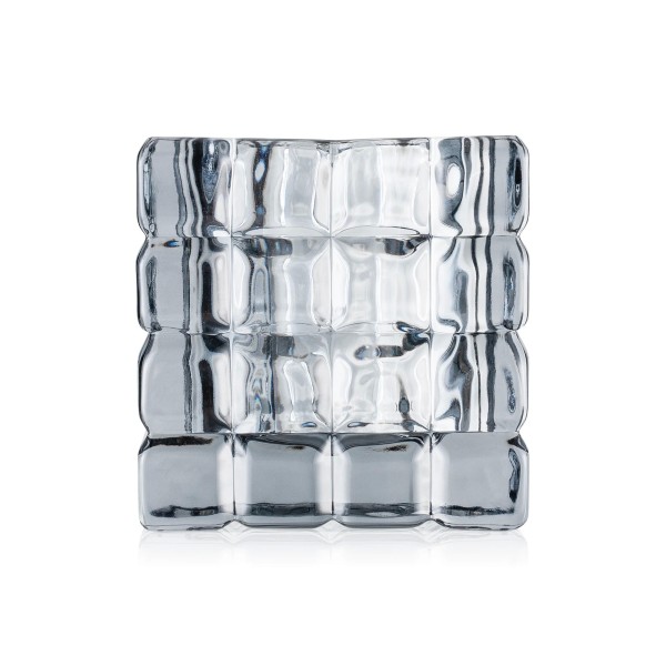 Photophore en verre - Cube Smoke Grey - 9 x 9 x 9 cm