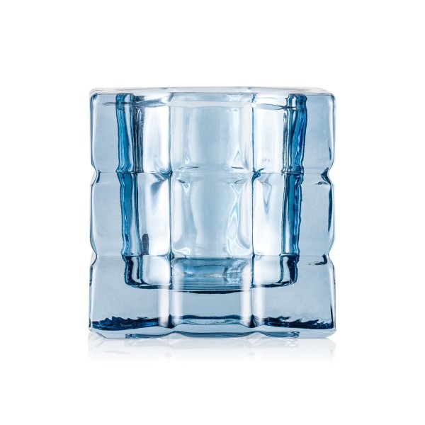 Photophore en verre - Cube Steel Blue - 6,5 x 6,5 x 6,5 cm