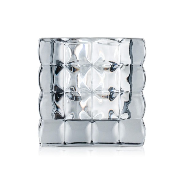 Photophore en verre - Cube Smoke Grey - 8 x 8 x 8 cm