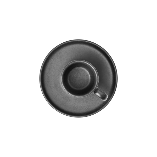 Tasse à espresso en grès - 90 ml - Avec soucoupe - Série One Midnight (lot de 6)