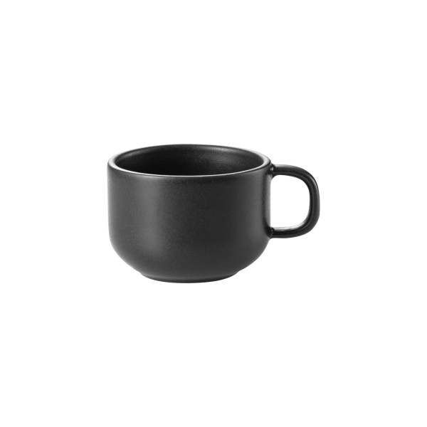Tasse en grès - 220 ml - Avec soucoupe - Série One Midnight (lot de 6)