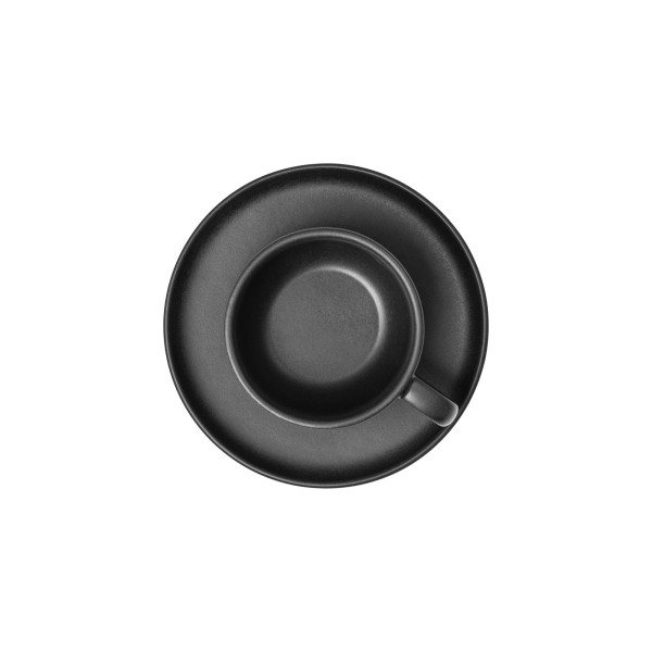 Tasse en grès - 220 ml - Avec soucoupe - Série One Midnight (lot de 6)