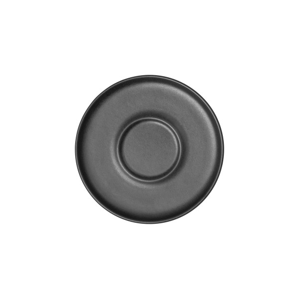 Tasse en grès - 220 ml - Avec soucoupe - Série One Midnight (lot de 6)