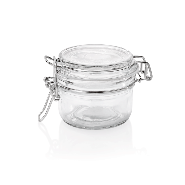 Bocal en verre avec couvercle hermétique - 150 ml - Ø 8 cm (lot de 3)