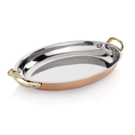 Plat de service cuivre/inox chromé - 25 x 18 cm
