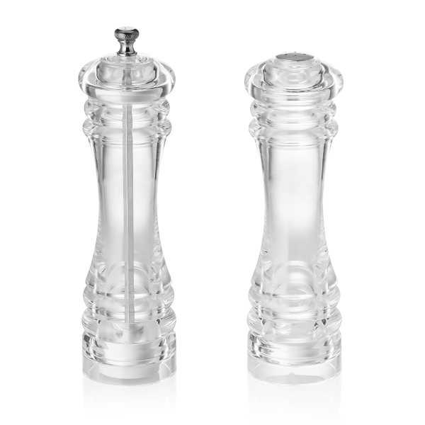 Set moulin à poivre et salière en acrylique avec broyeur céramique - 20,5 cm