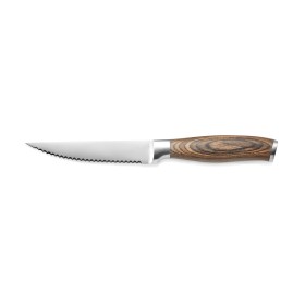 Couteau à steak acier chromé manche bois de pakka - L. 23 cm (lot de 6)