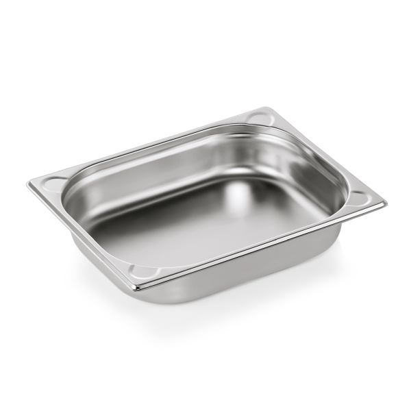 Bac gastro en acier chrome-nickel - GN 1/2 - Profondeur 65 mm - Coins en U gaufrés