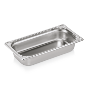 Bac gastro en acier chrome-nickel - GN 1/3 - Profondeur 65 mm - Coins en U gaufrés