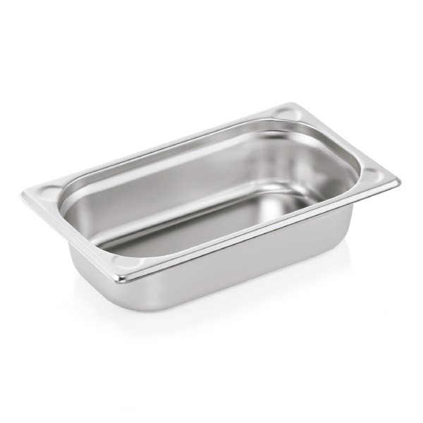 Bac gastro en acier chrome-nickel - GN 1/4 - Profondeur 65 mm - Coins en U gaufrés