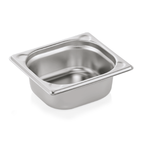Bac gastro en acier chrome-nickel - GN 1/6 - Profondeur 65 mm - Coins en U gaufrés