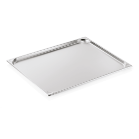 Bac gastro en acier chrome-nickel - GN 2/1 - Profondeur 20 mm - Coins en U gaufrés