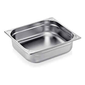 Bac gastro en acier chrome-nickel - GN 2/3 - Profondeur 100 mm - Coins en U gaufrés