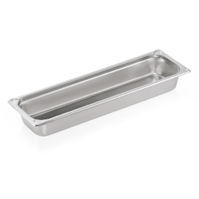 Bac gastro en acier chrome-nickel - GN 2/4 - Profondeur 65 mm - Coins en U gaufrés