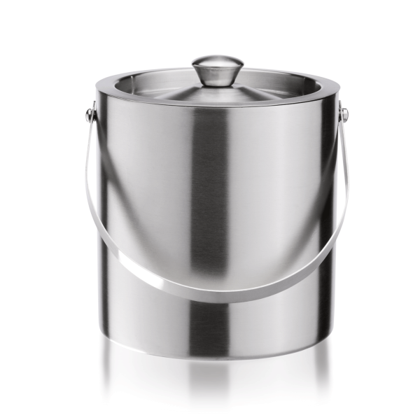 Seau à glace inox chromé avec couvercle et anse - 2,5 L