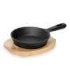 Mini poêle en fonte avec sous-plat en bois - Ø 13 cm