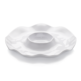 Plat ondulé pour dips en mélamine blanche - Ø 40,6 cm