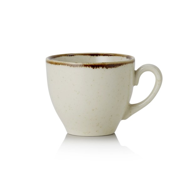 Tasse à espresso en porcelaine - 90 ml - Avec soucoupe - Série Smilla Sand (lot de 6)