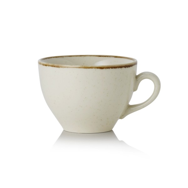 Tasse en porcelaine - 220 ml - Avec soucoupe - Série Smilla Sand (lot de 6)