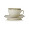 Tasse en porcelaine - 220 ml - Avec soucoupe - Série Smilla Sand (lot de 6)