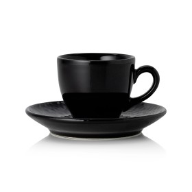 Tasse à espresso en porcelaine - 90 ml - Avec soucoupe - Série Vida Night (lot de 6)