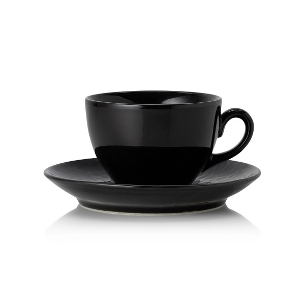 Tasse en porcelaine - 220 ml - Avec soucoupe - Série Vida Night (lot de 6)
