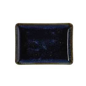 Assiette rectangulaire en porcelaine - 18 x 13 cm - Série Vida Dark Ocean (lot de 6)