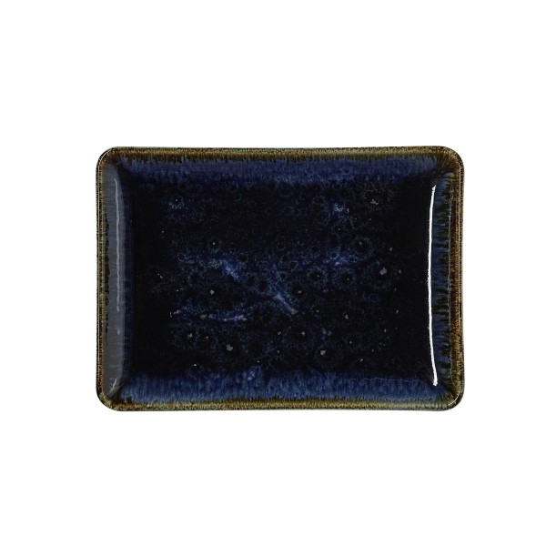 Assiette rectangulaire en porcelaine - 18 x 13 cm - Série Vida Dark Ocean (lot de 6)
