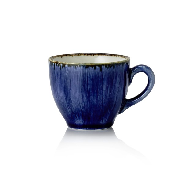 Tasse à espresso en porcelaine - 90 ml - Avec soucoupe - Série Vida Dark Ocean (lot de 6)