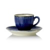 Tasse à espresso en porcelaine - 90 ml - Avec soucoupe - Série Vida Dark Ocean (lot de 6)