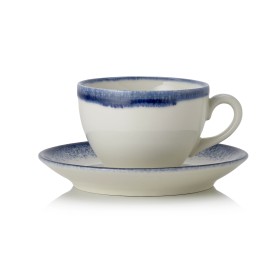 Tasse en porcelaine - 220 ml - Avec soucoupe - Série Vida Marina (lot de 6)