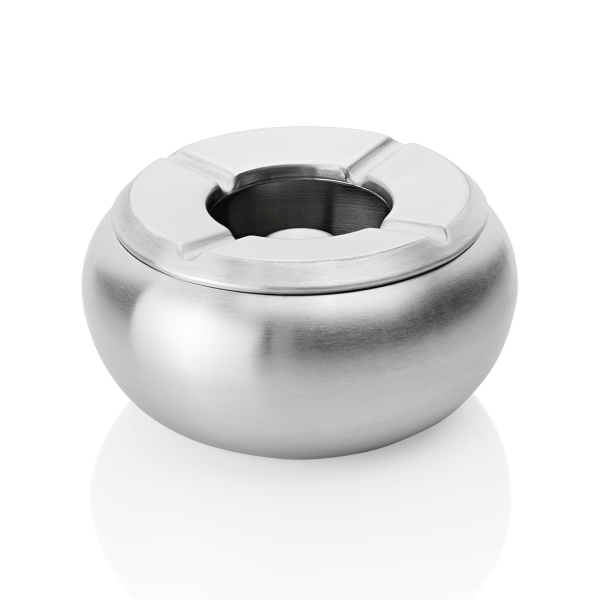 Cendrier design coupe-vent inox chromé - Ø 14,5 cm - Hauteur 7,5 cm