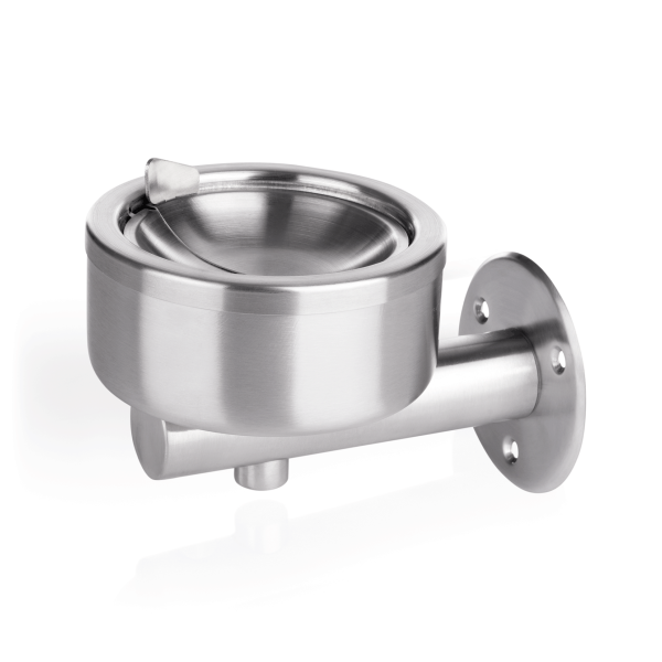 Cendrier mural inox chromé - Ø 12 cm - Hauteur 14 cm